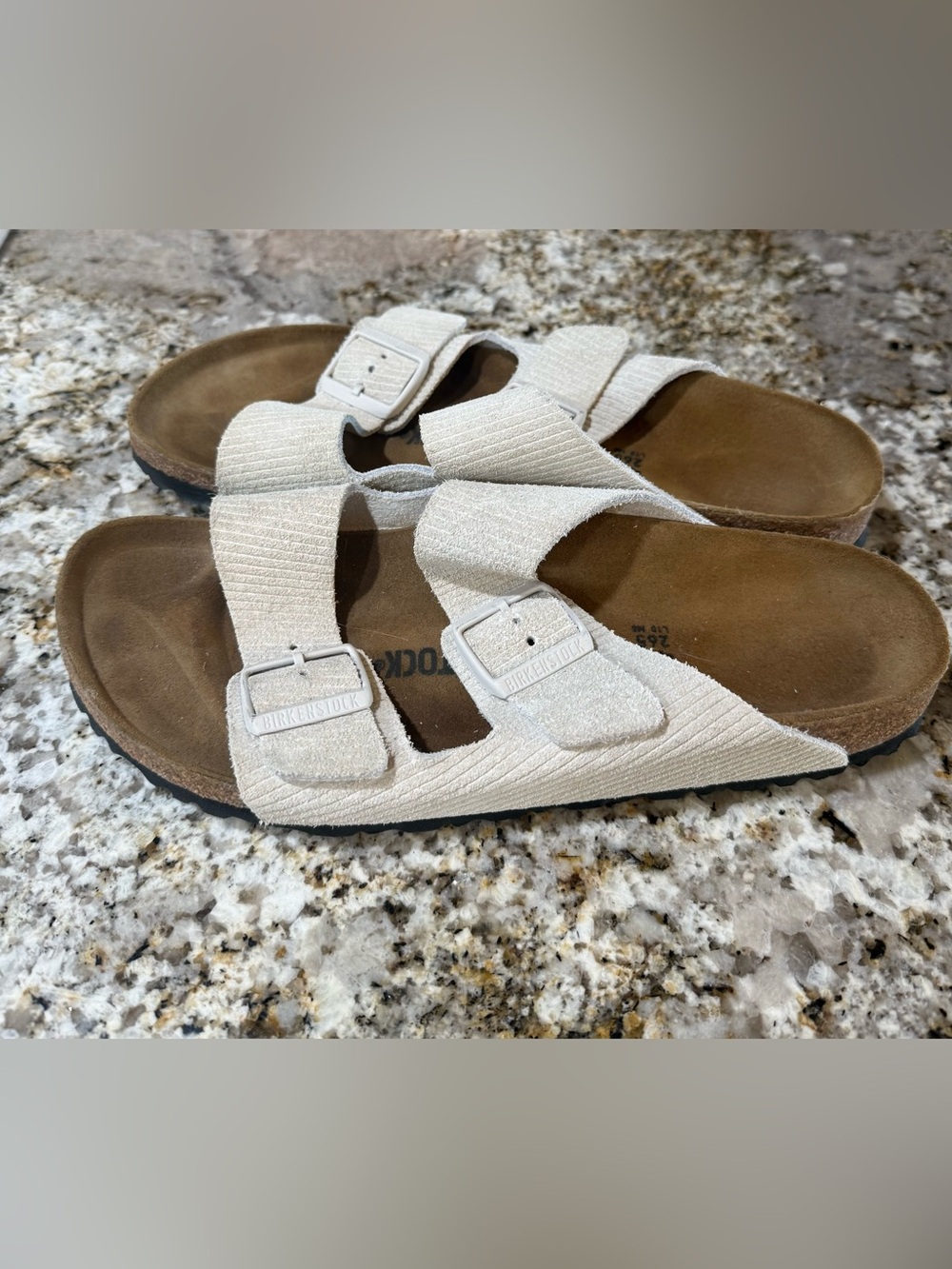 Birkenstock Women's Cream Two-Strap Corduroy Sandal